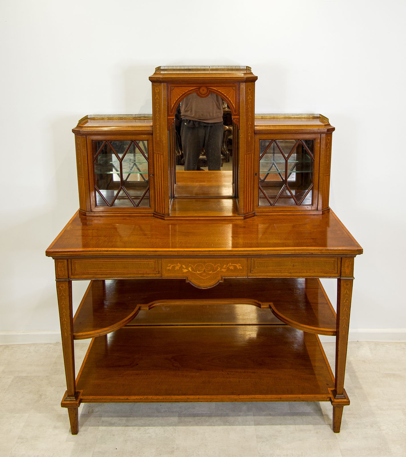 Fine Antique Mahogany & Inlaid Writing Desk photo for sale