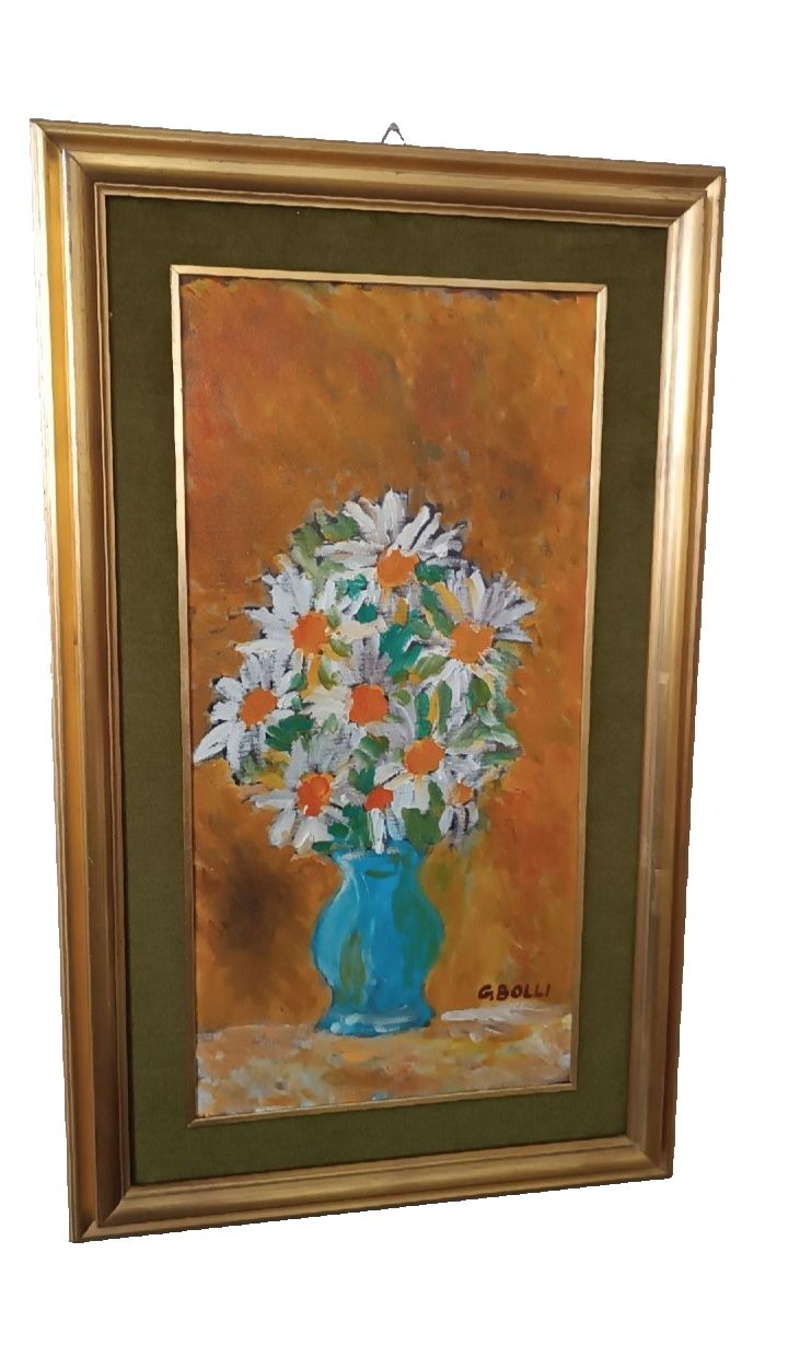 Oil On Table, Vase With Flowers, Gerolamo Stamps (Pisa 1933 2009) photo furniture