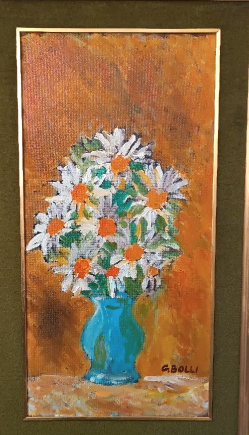 Oil On Table, Vase With Flowers, Gerolamo Stamps (Pisa 1933 2009) photo for sale