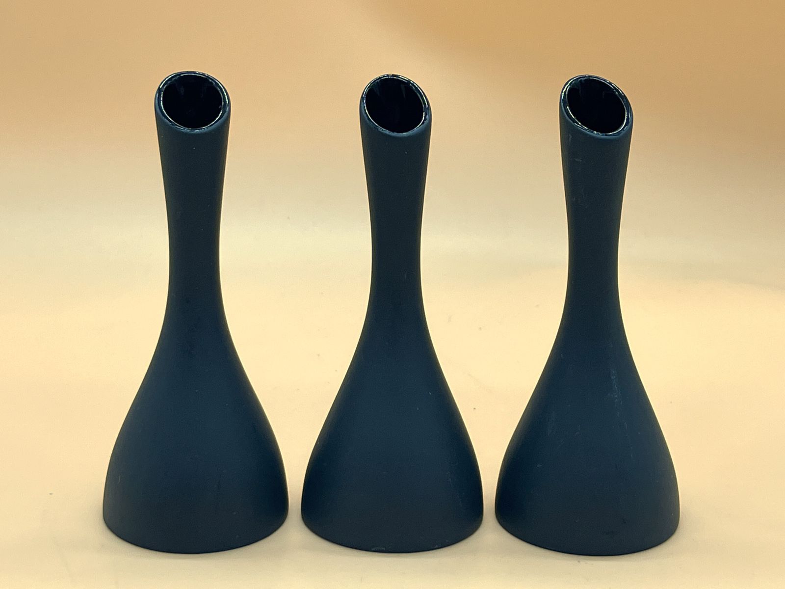 Rare Set Of 3 Marcel Marongiu For Artoria Limoges France Porcelain Matte Black Bud Vases. photo furniture