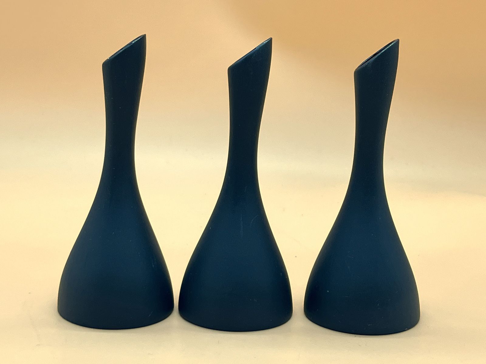 photo furniture Rare Set Of 3 Marcel Marongiu For Artoria Limoges France Porcelain Matte Black Bud Vases.