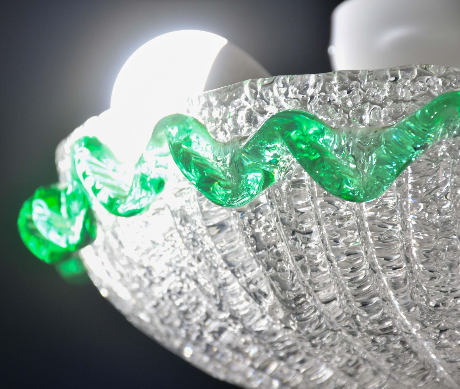 photo furniture Charming Italian Green Murano Glass Ceiling Fixture, Murano, 1970