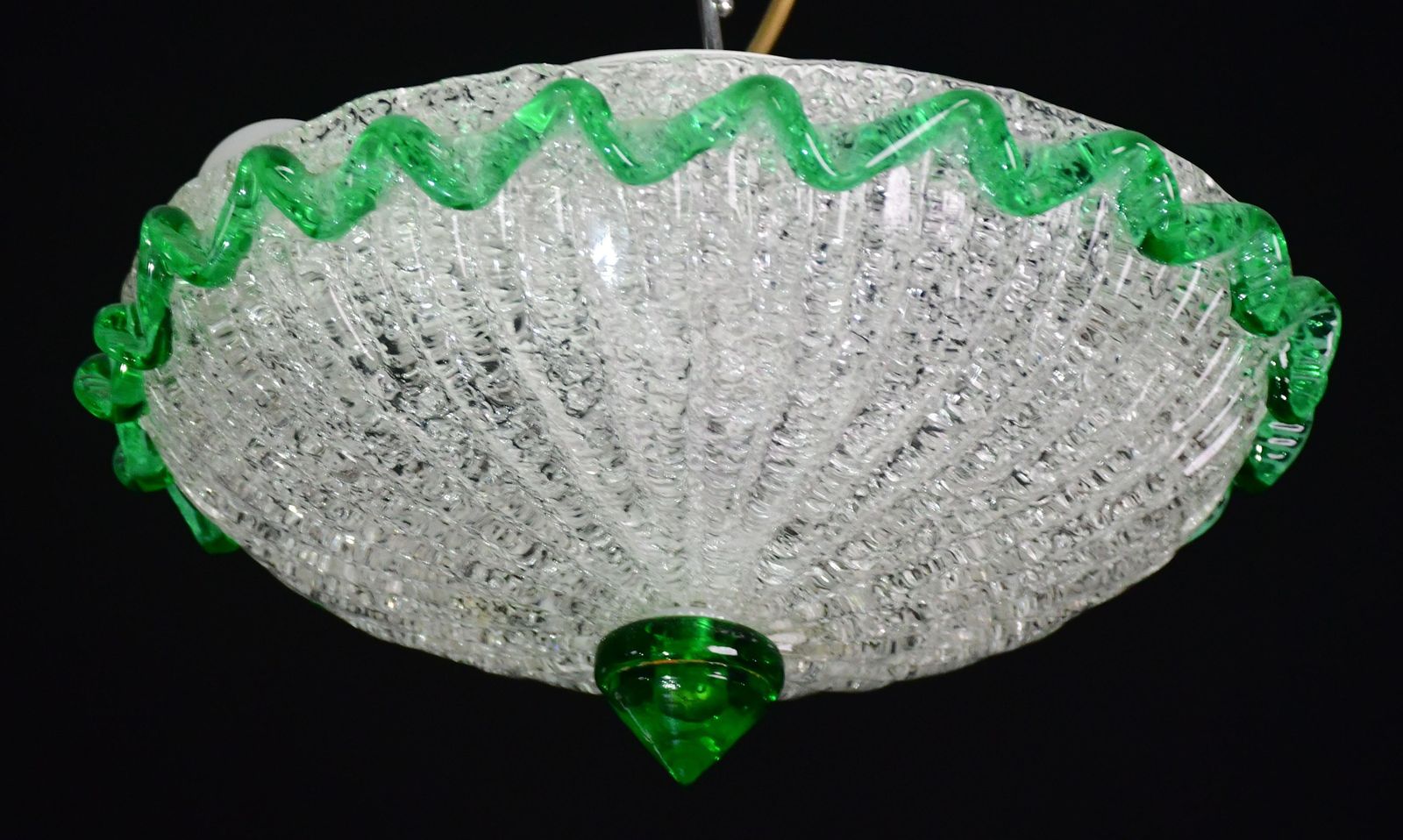 photo for sale Charming Italian Green Murano Glass Ceiling Fixture, Murano, 1970