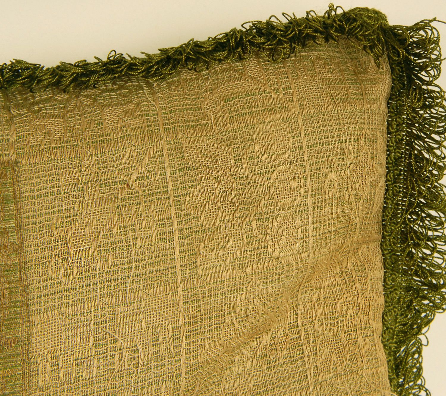 Napoleonic Empire Cushion Silk Green And Gold Thread Embroidery French Bobbin Lace Throw Cushion photo 1477.0