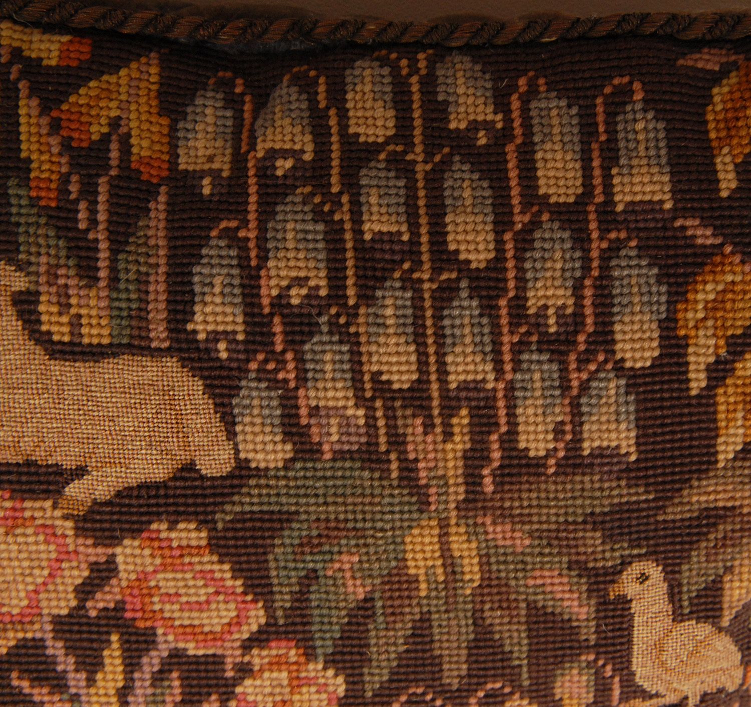1870.0 19th Century Flemish Tapestry Neo Renaissance Pillow Cushion Allegorical Millefleurs Animals photo