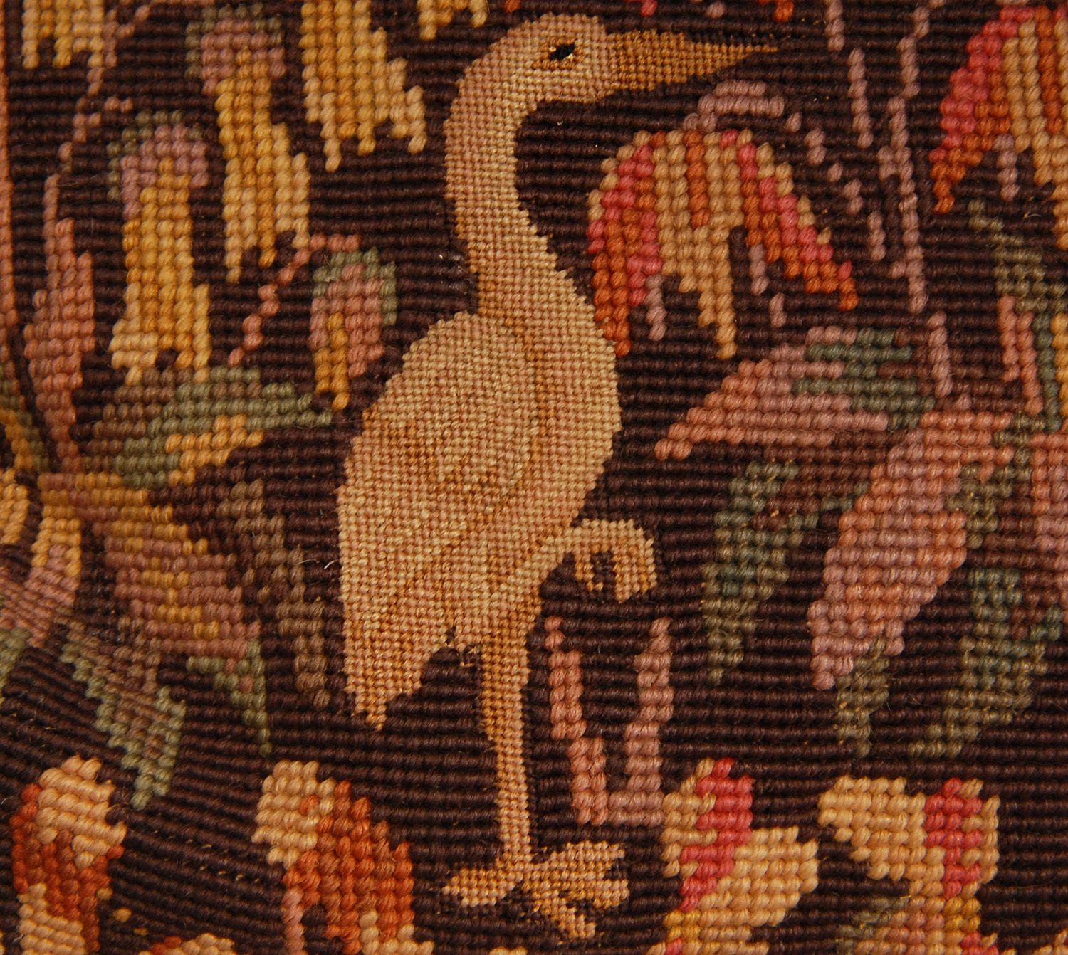 photo vinterior 19th Century Flemish Tapestry Neo Renaissance Pillow Cushion Allegorical Millefleurs Animals