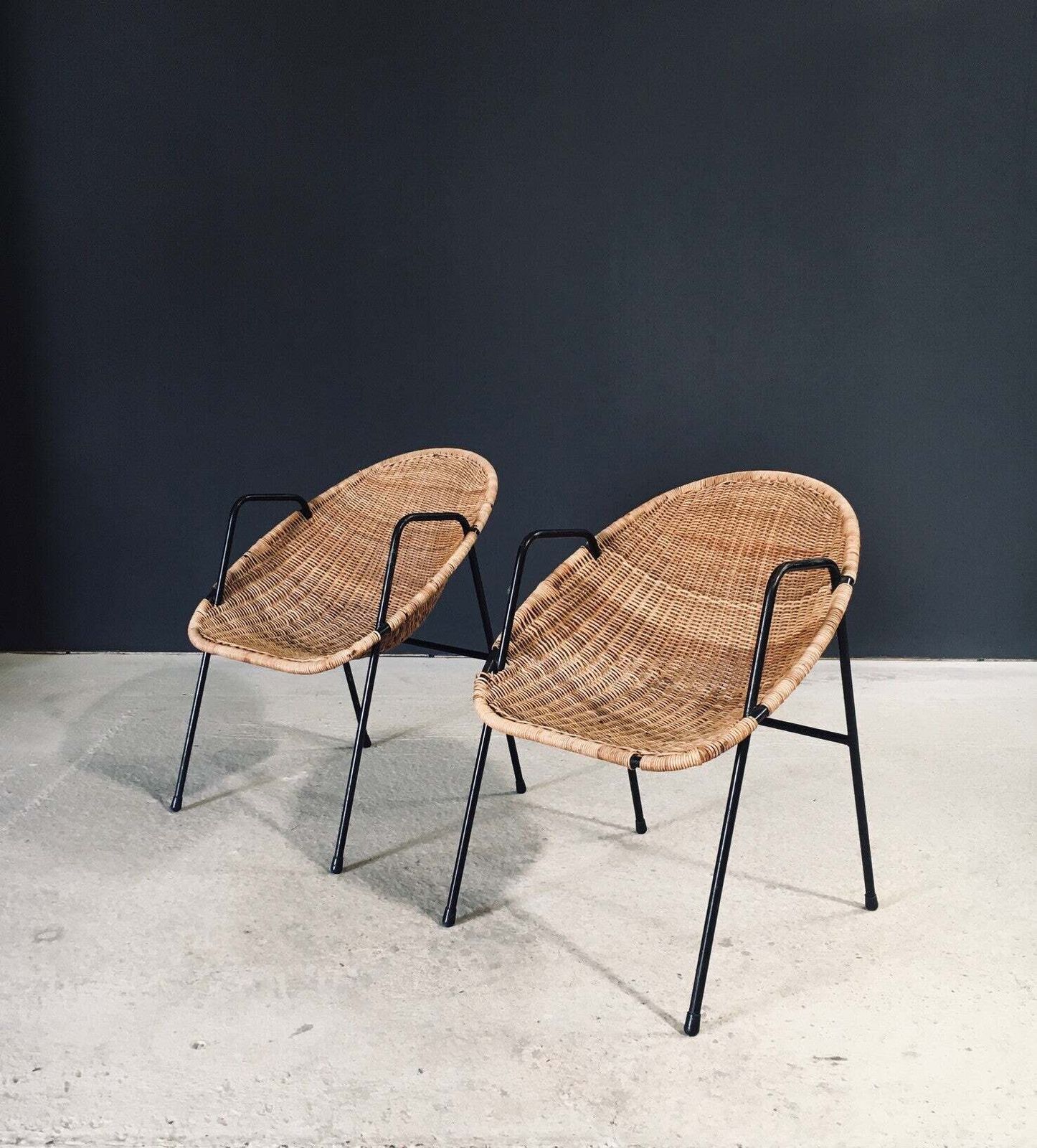 Mid Century Modern Design Rattan Armchairs, France 1950's photo furniture