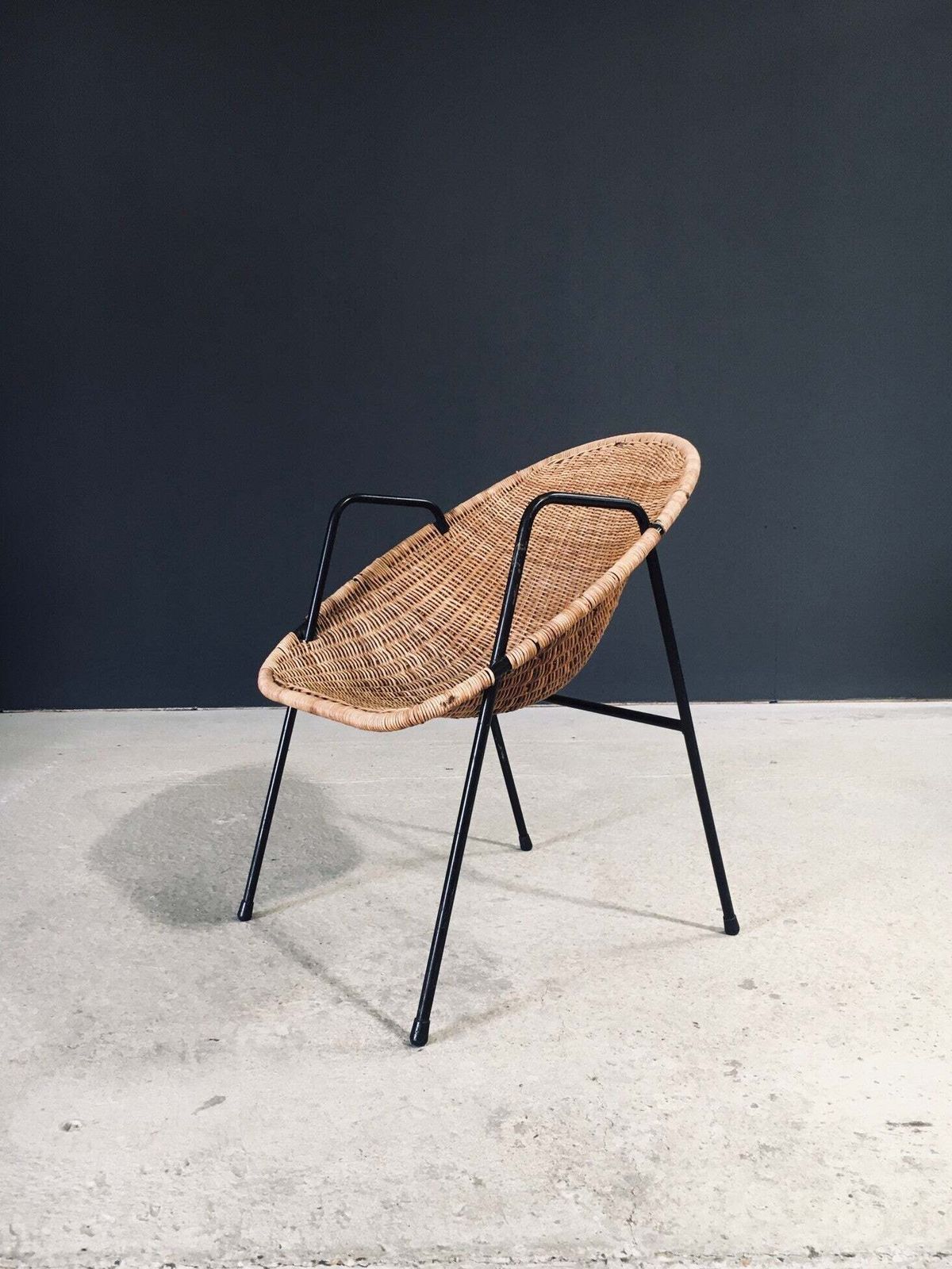 Furniture Mid Century Modern Design Rattan Armchairs, France 1950's photo