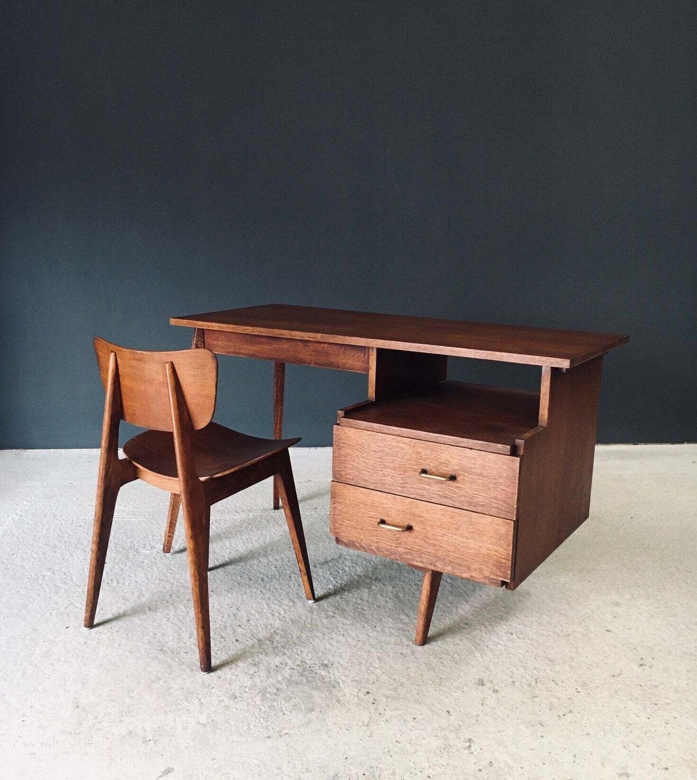 Modernist Reconstruction Design Writing Desk, France 1950's photo furniture