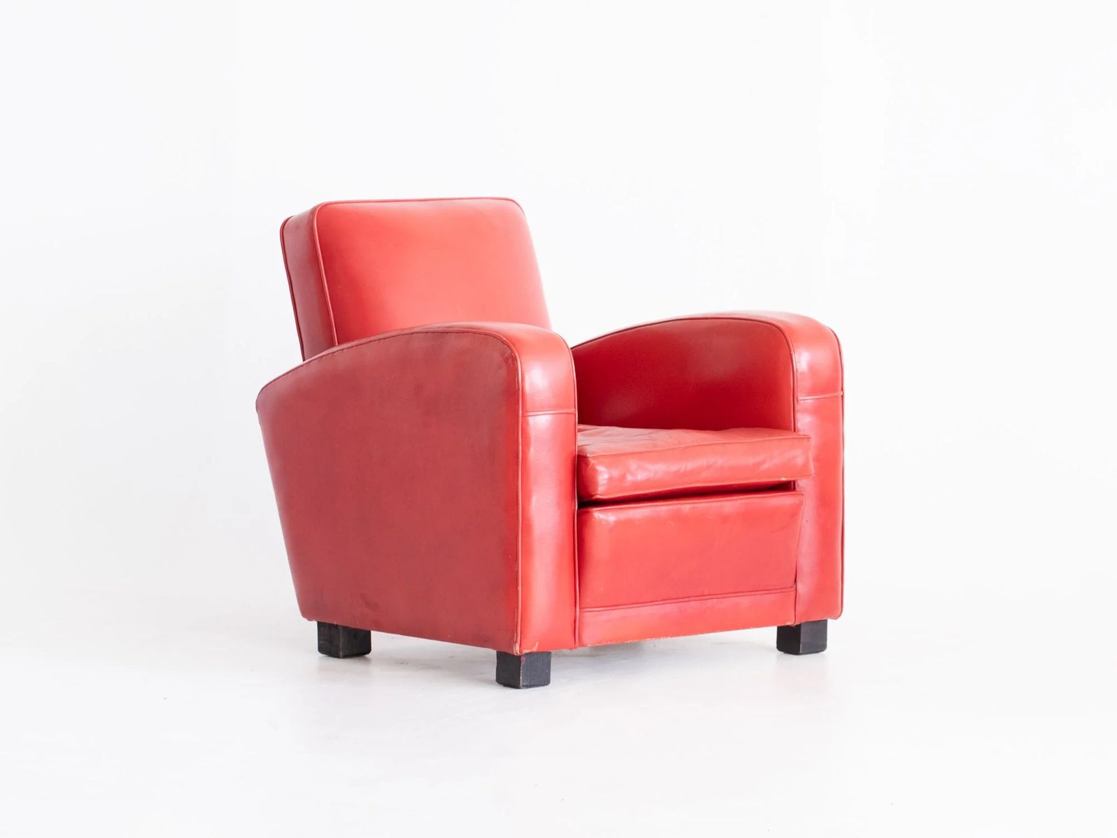 French Red Leatherette Club Chair