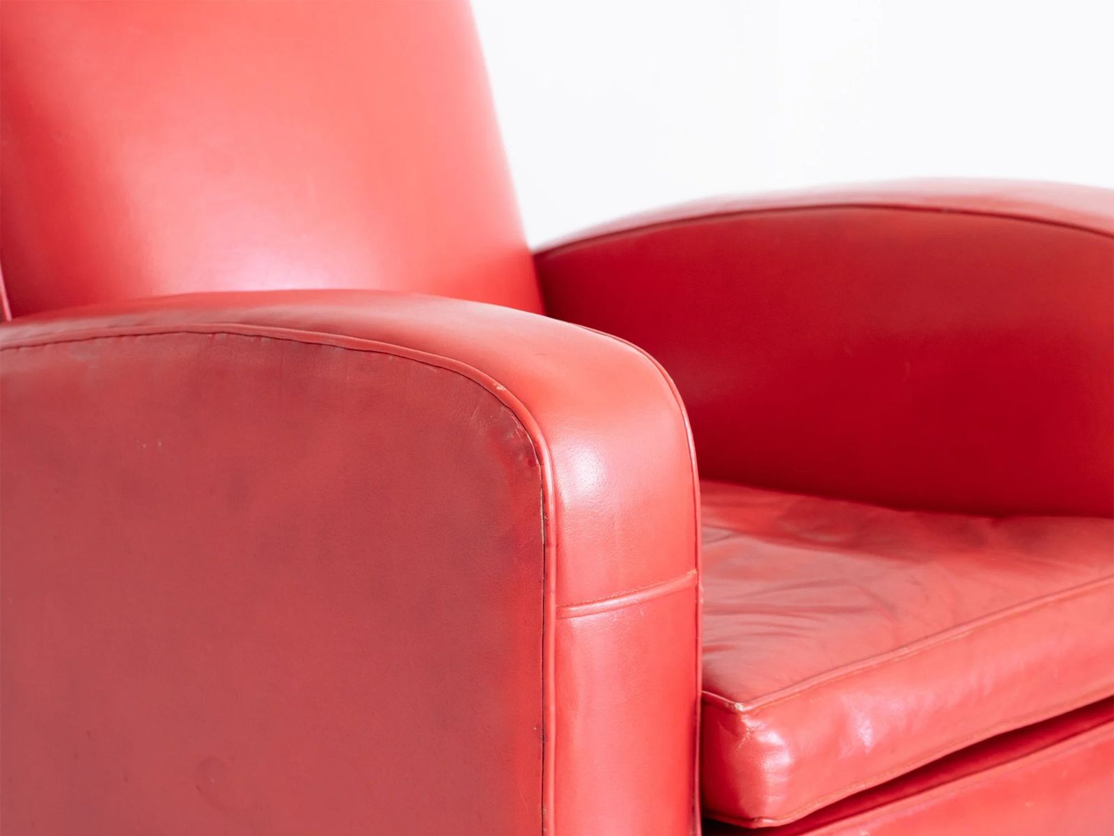 French Red Leatherette Club Chair photo 600.0