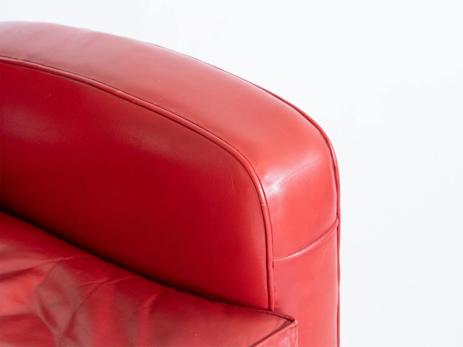 French Red Leatherette Club Chair photo vinterior