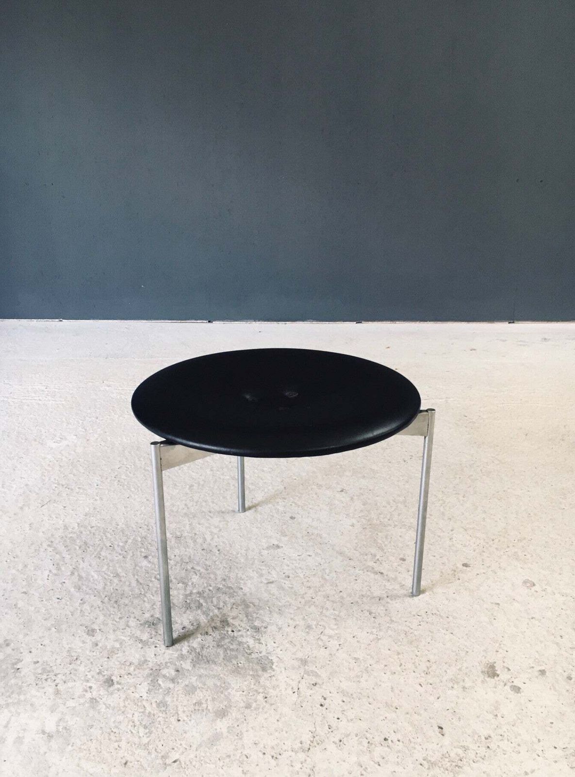 photo buy Midcentury Modern Design Leather Tripod Stool By Uno & östen Kristiansson For Luxus, Sweden 1960's