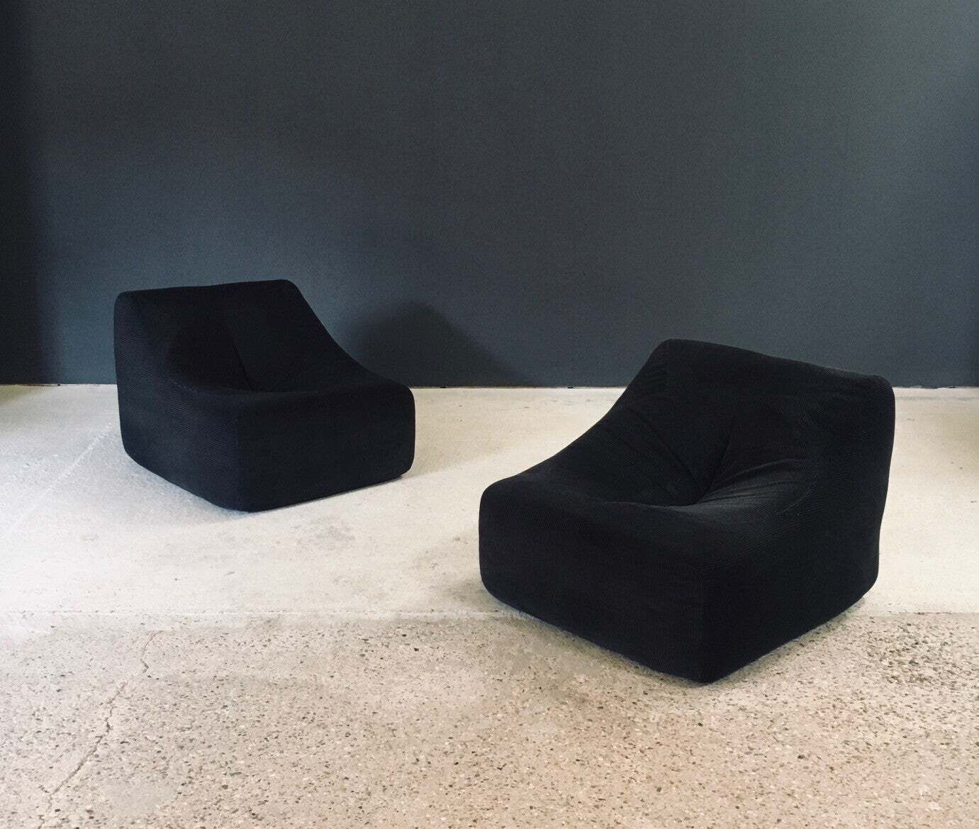 1970's Midcentury Modern French Design Corduroy Lounge Chair Set photo furniture