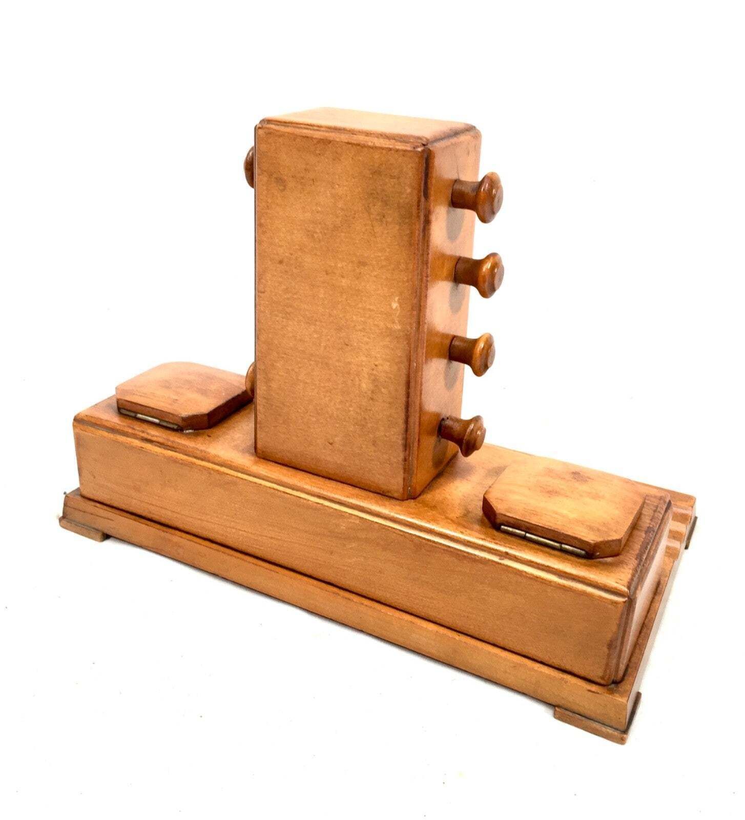 Home Decor Antique Wooden Office Desktop Stand Art Deco Perpetual Calendar C.1930 Working photo