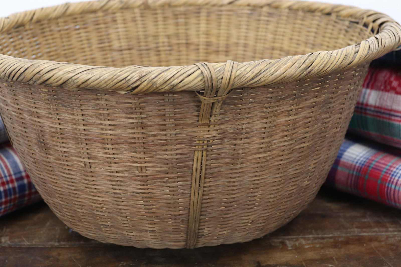 Mid 20th Century Handwoven Okimono Kago Style Japanese Basket (2) photo Home Decor