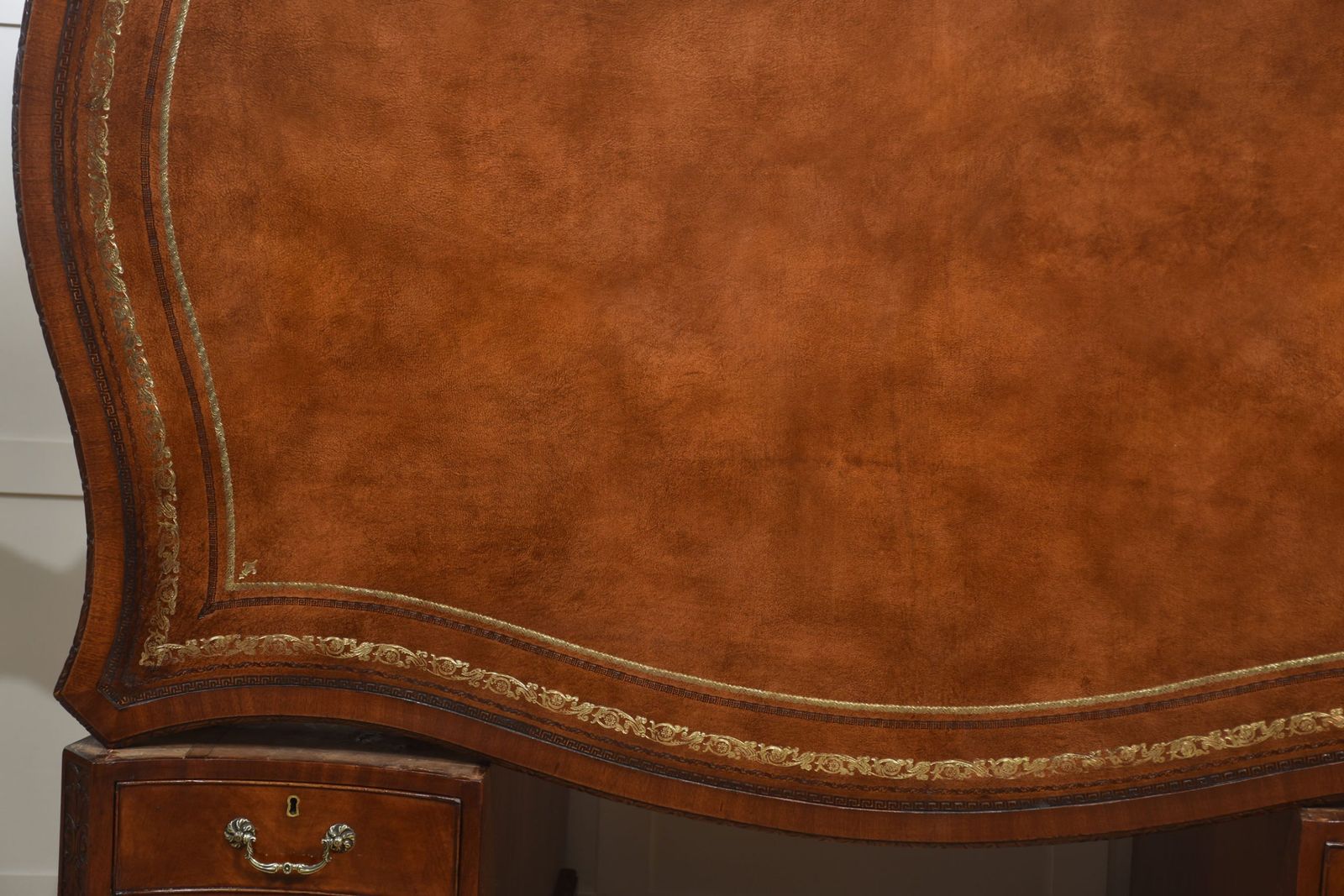 Chippendale Revival Mahogany Serpentine Partner’s Desk photo for sale