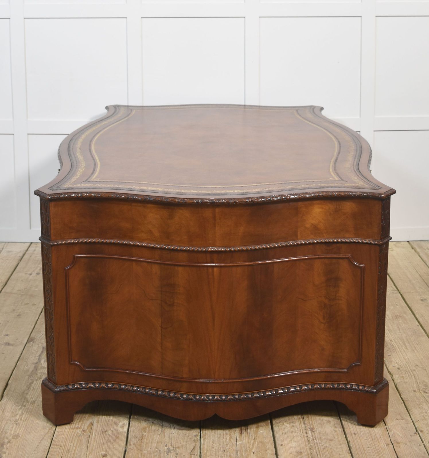 Chippendale Revival Mahogany Serpentine Partner’s Desk photo vintage