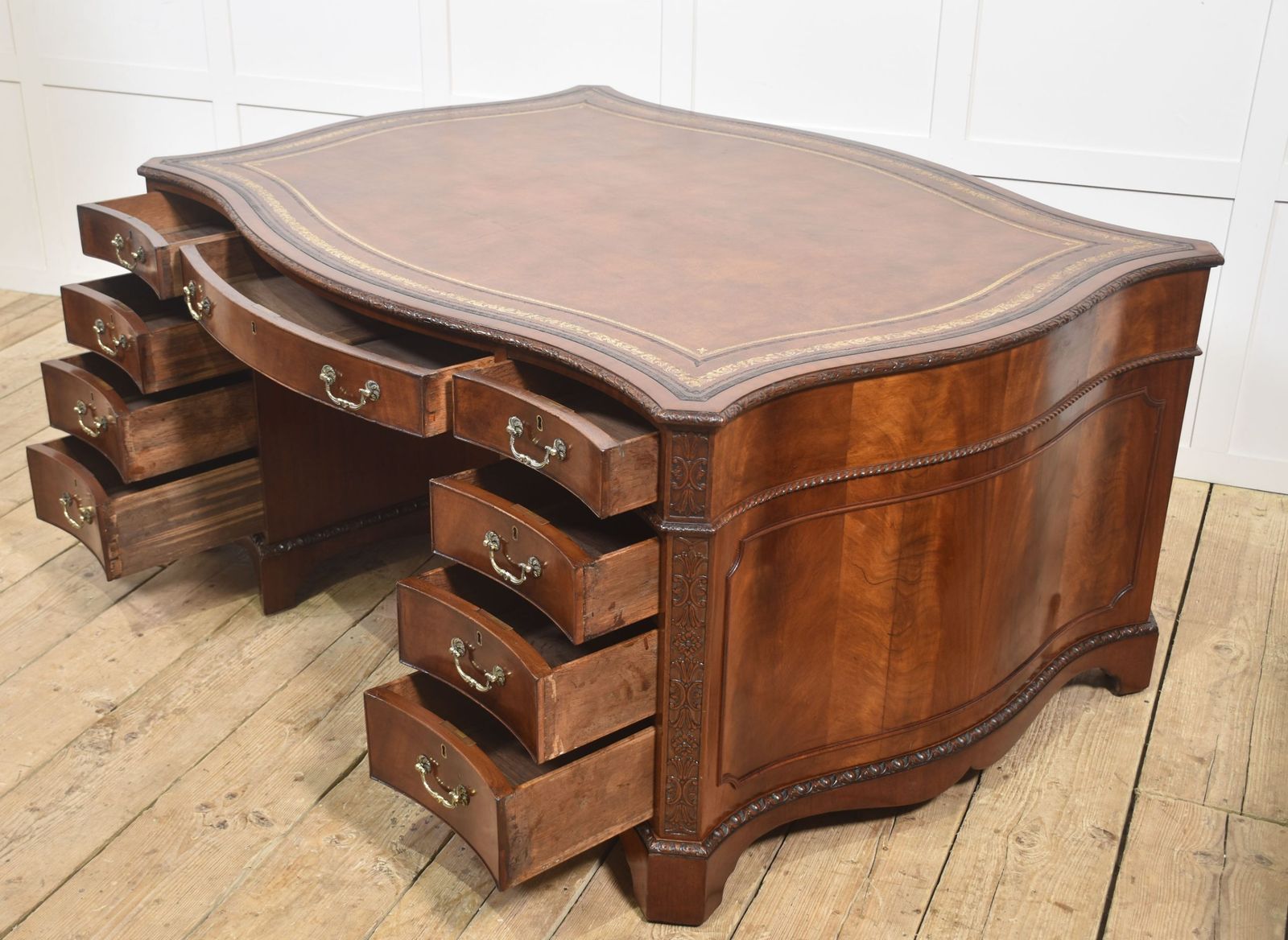 photo furniture Chippendale Revival Mahogany Serpentine Partner’s Desk
