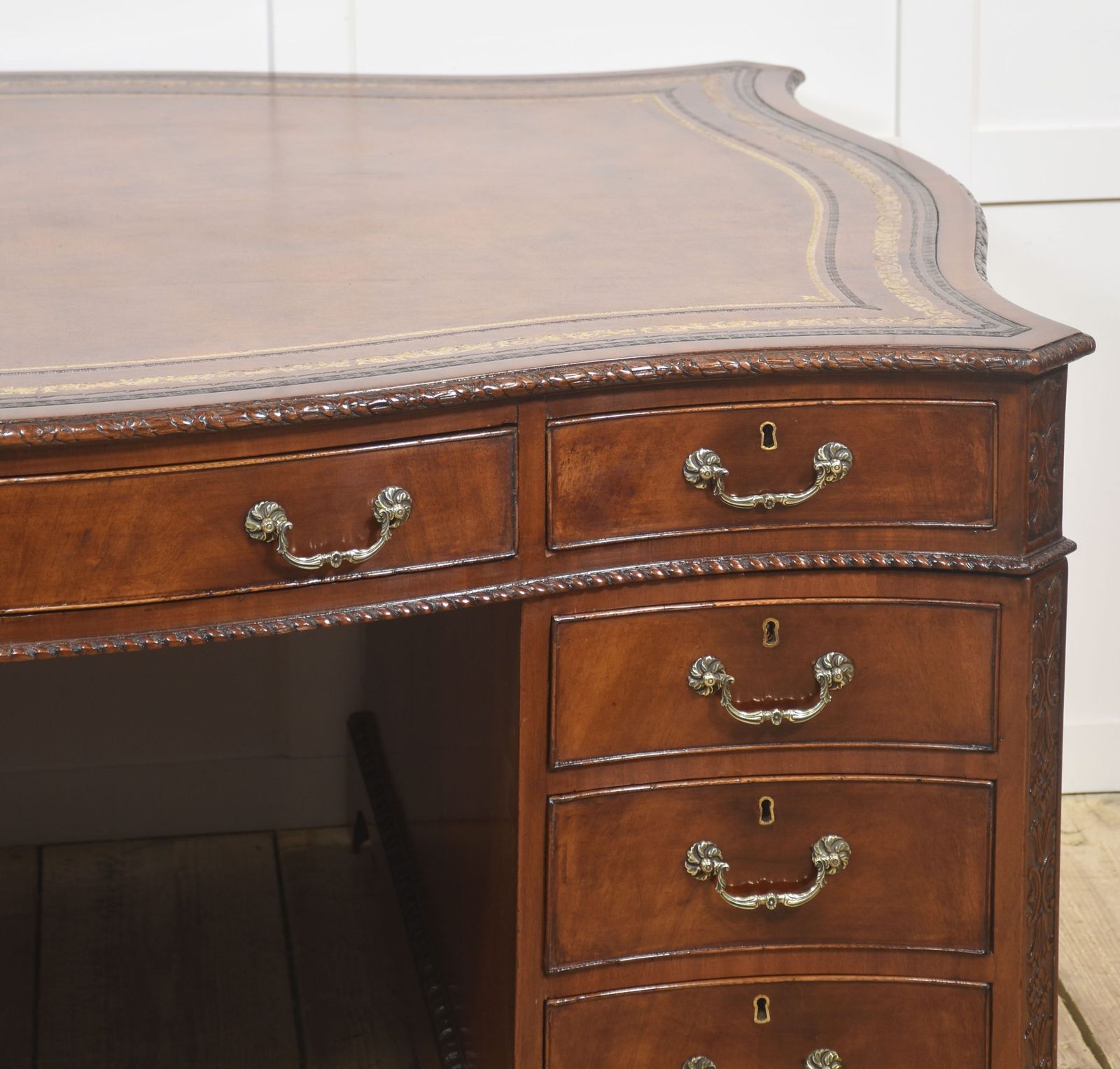 Furniture Chippendale Revival Mahogany Serpentine Partner’s Desk photo