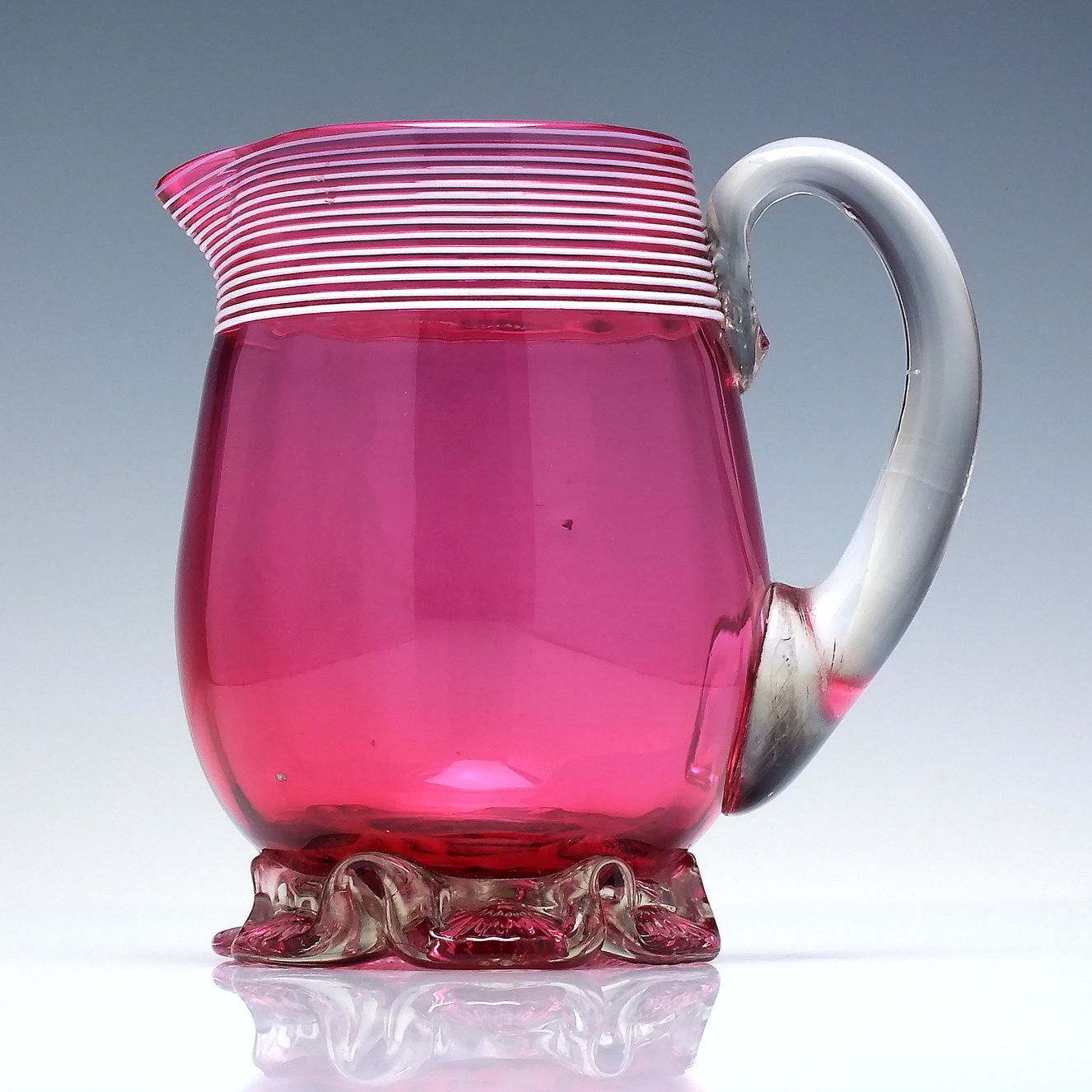 Victorian Cranberry Threaded Glass Milk And Sugar Bowl C1880 photo Home Decor