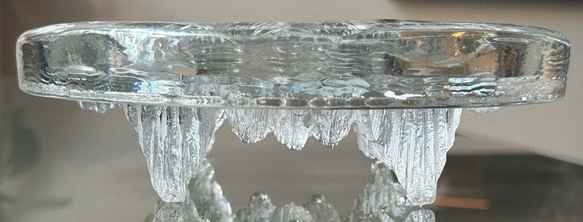 65.0 Vintage 1980s Swedish Nybro Glasbruk "Iceberg" Glass Ashtray By Paul Isling photo
