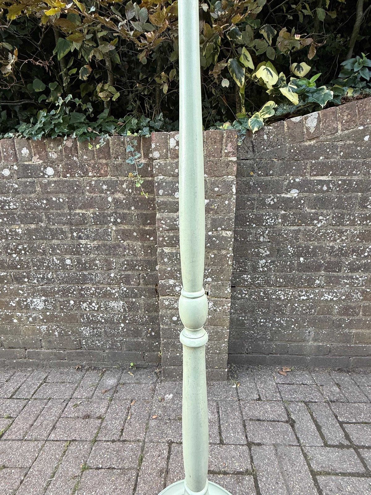Mid Century Tall Painted Green Shabby Chic Wooden Floor Lamp Base, Vintage Retro Lighting, Shabby Chic Cottage Style Standard Lamp 156cm photo Lighting