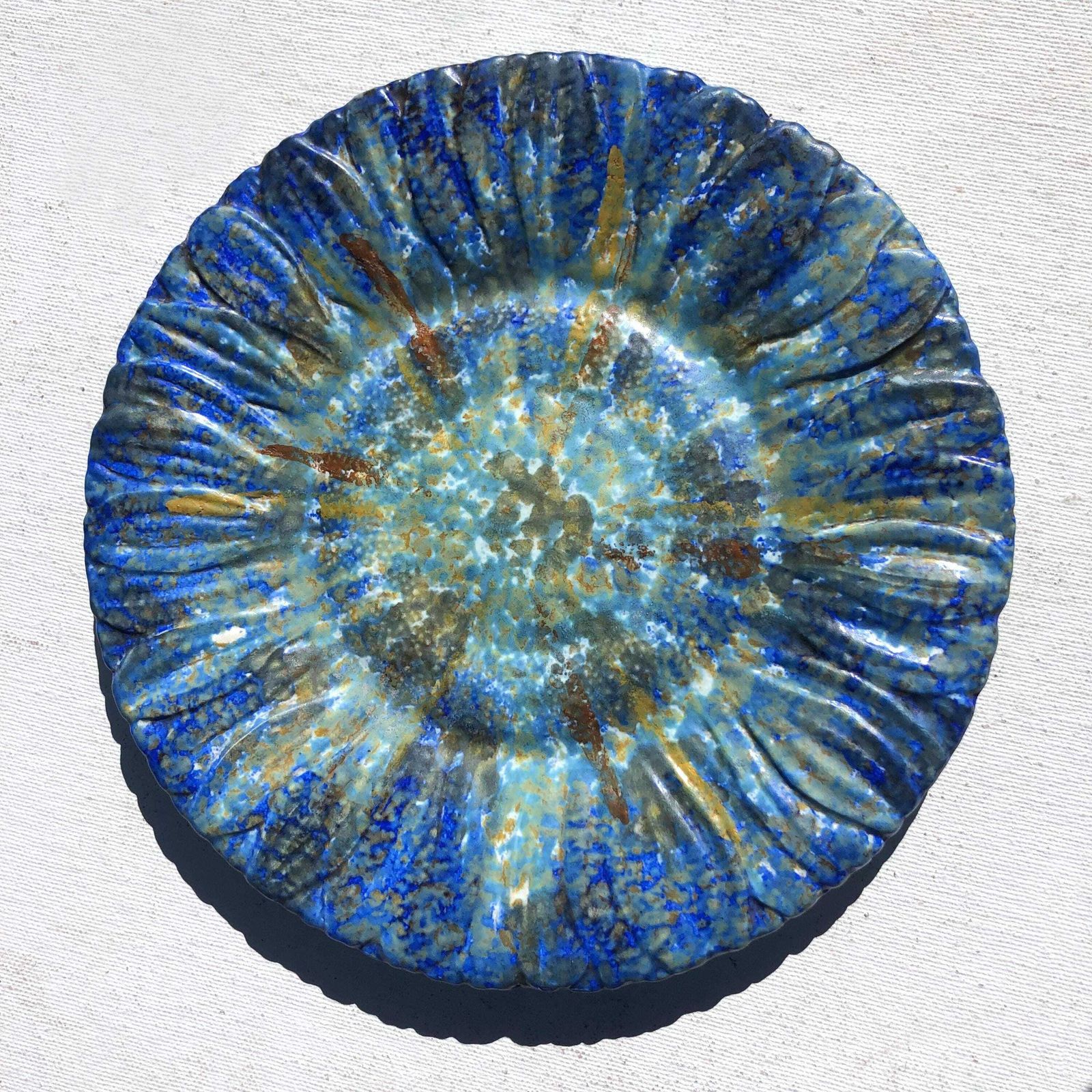 Antique Rare Bretby 1920's Art Pottery Plates X6 Blue Nerton Ware Pottery Plates Bretby Flowers Art Deco Bretby Hand Crafted Side Plates X6 photo Home Decor