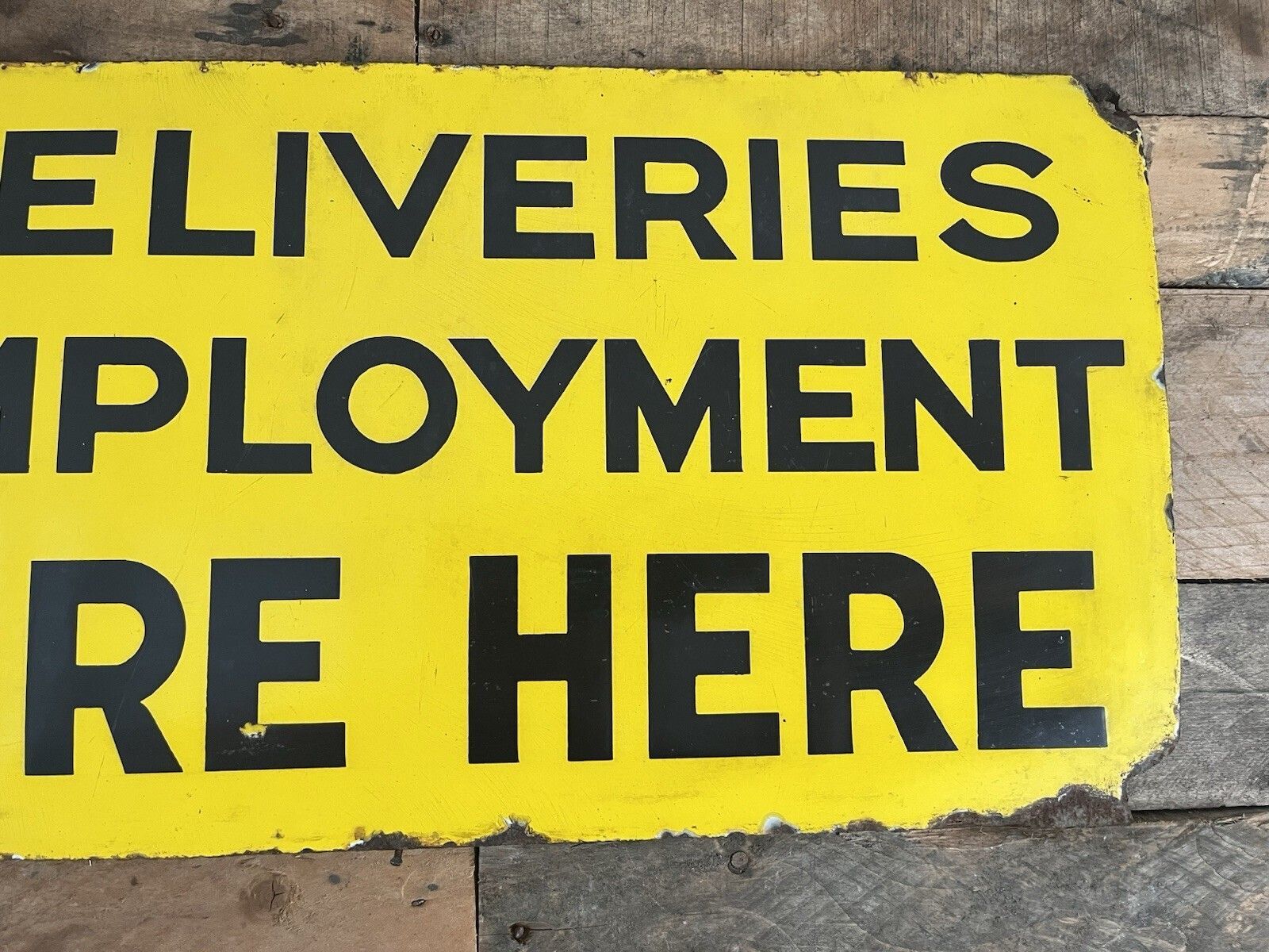 photo for sale Rare Antique British Military Base Deliveries & Employment Metal Enamel Sign