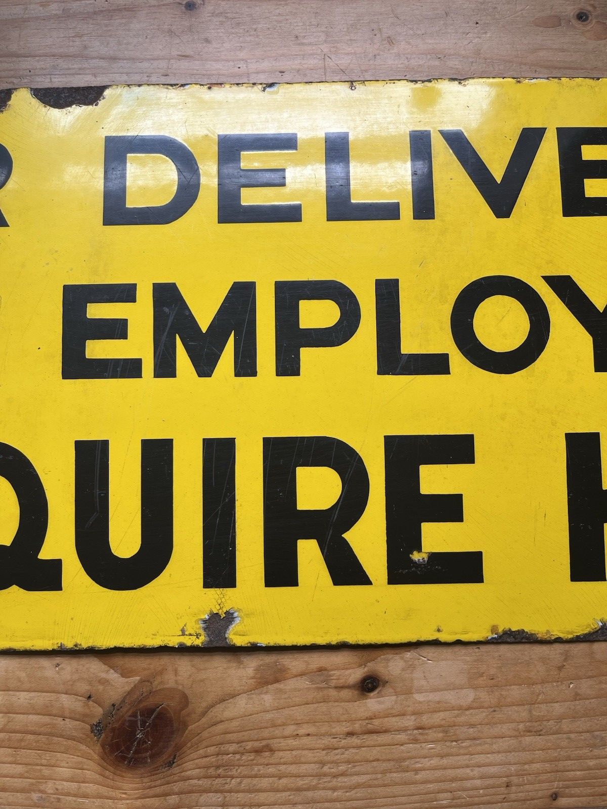 photo buy Rare Antique British Military Base Deliveries & Employment Metal Enamel Sign