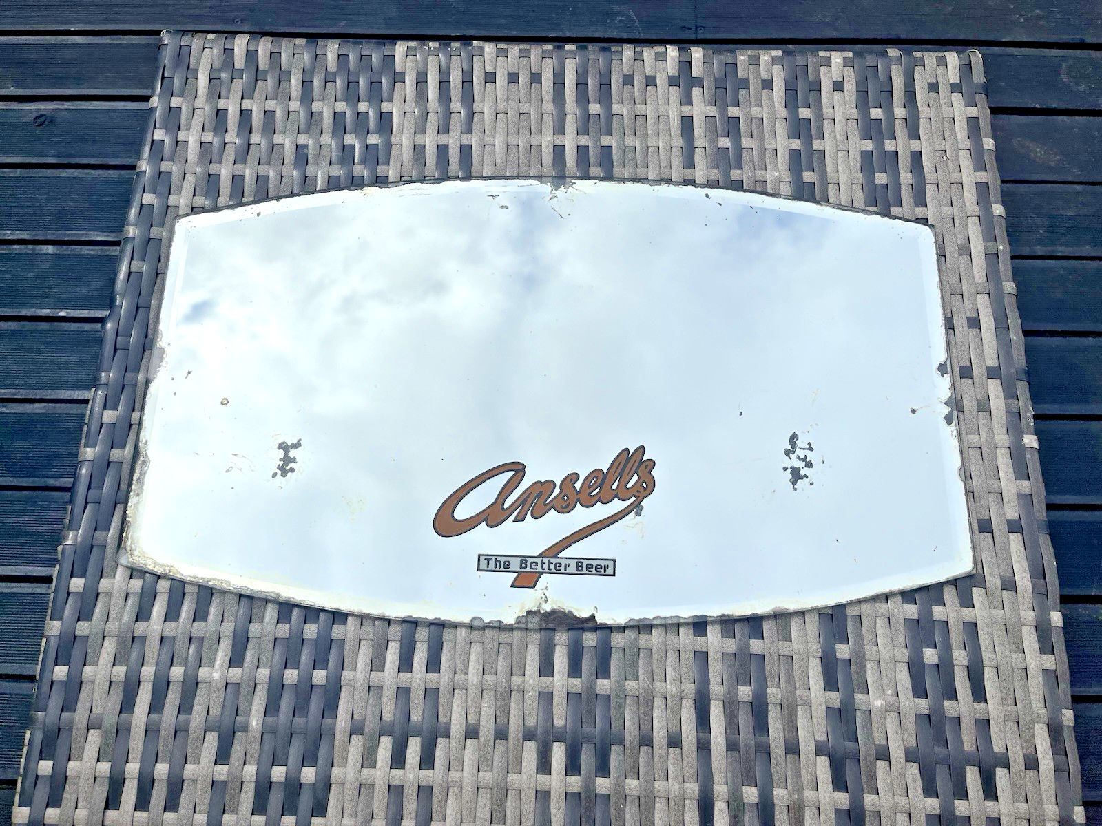 Antique Art Deco Ansells The Better Beer Pub Advertising Picture Mirror Plate photo vinterior