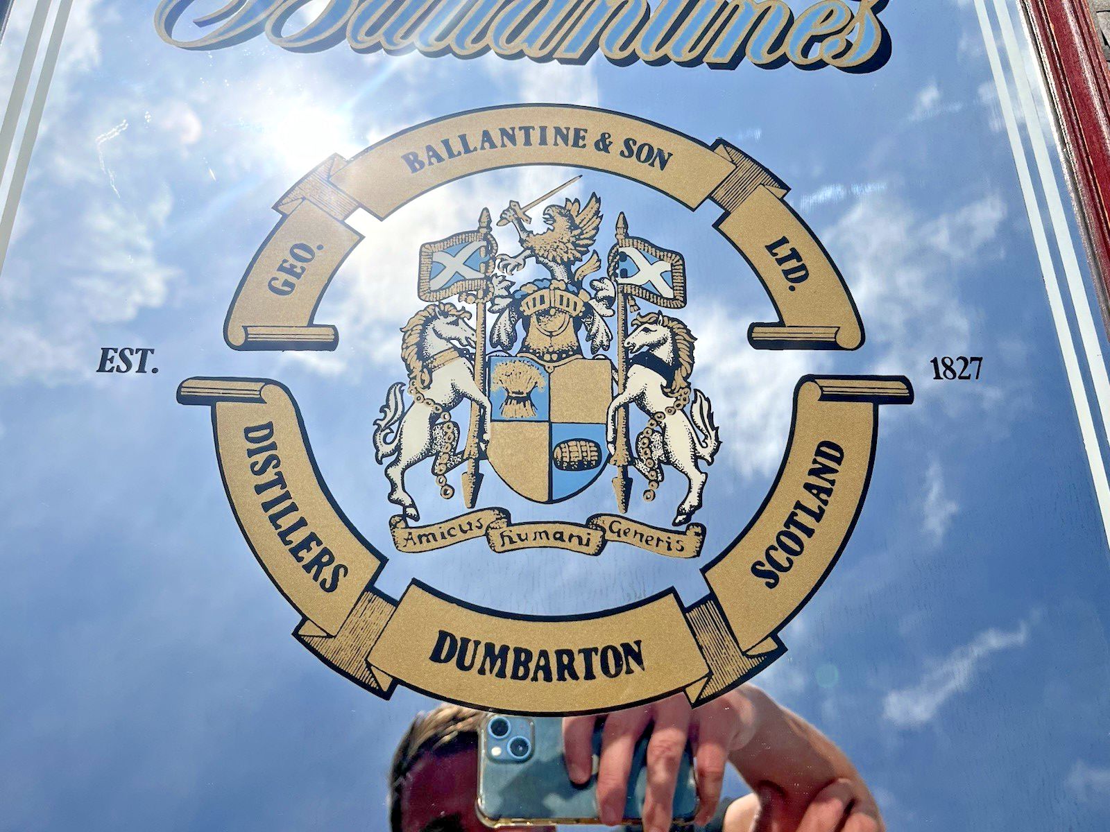Large Vintage 60's Ballantines Finest Scotch Whisky Dumbarton Pub Picture Mirror photo vintage