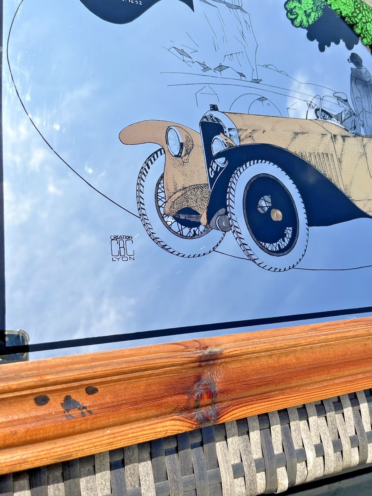 150.0 Large Vintage Cottin & Desgouttes French Car Advertising Lyon Pub Picture Mirror photo