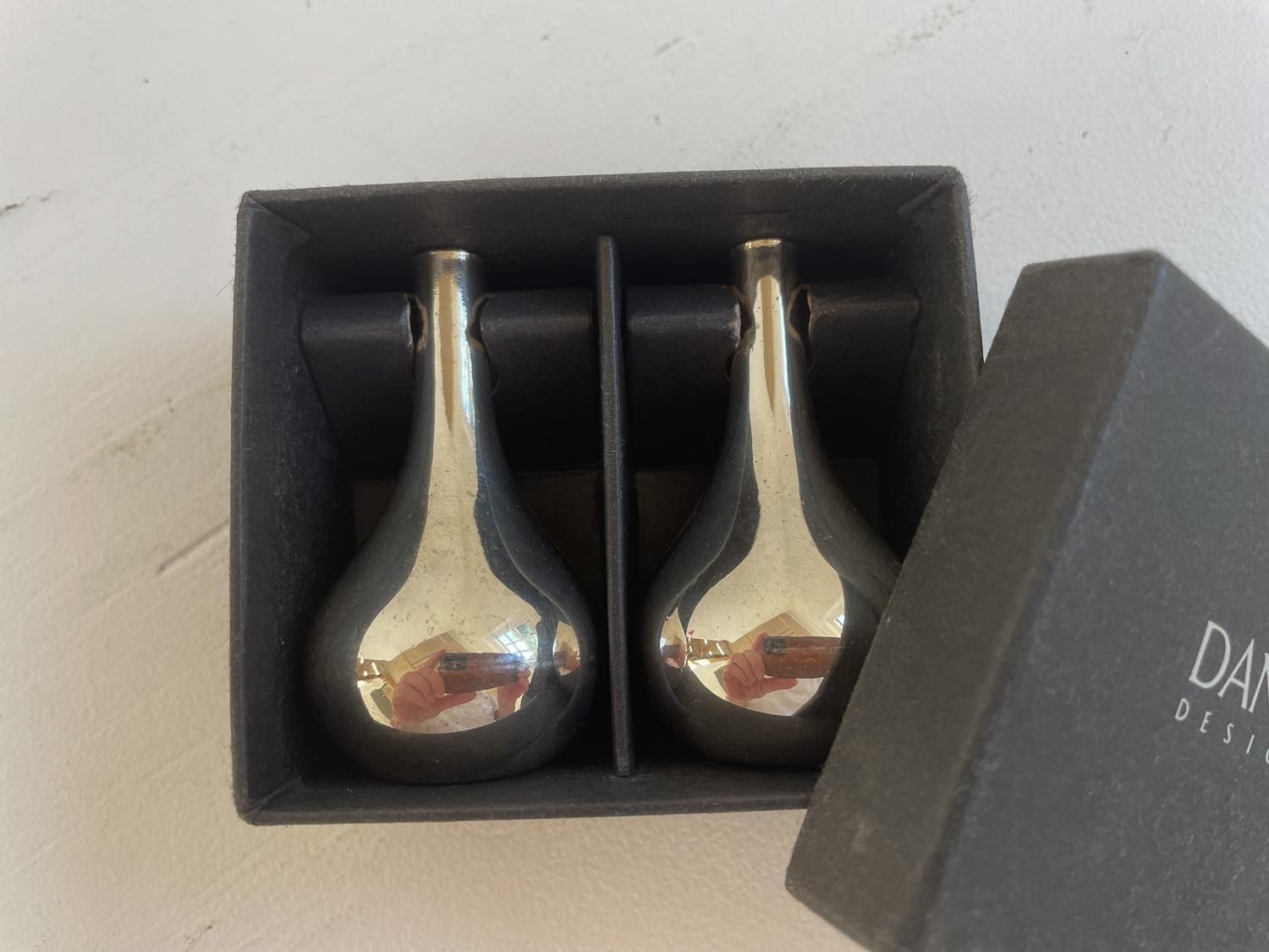 Danish Onion Candle Holders In Gift Box By Jens H. Quistgaard 1960s, Set Of 2. photo furniture