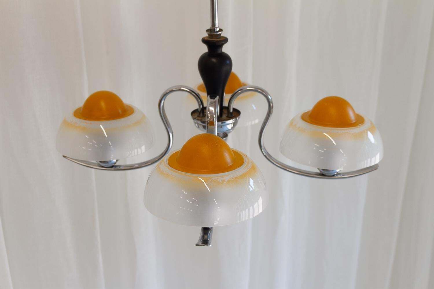 Danish Art Deco "Fried Egg" Chandelier By Fog & Mørup, 1930s. photo 1781.0