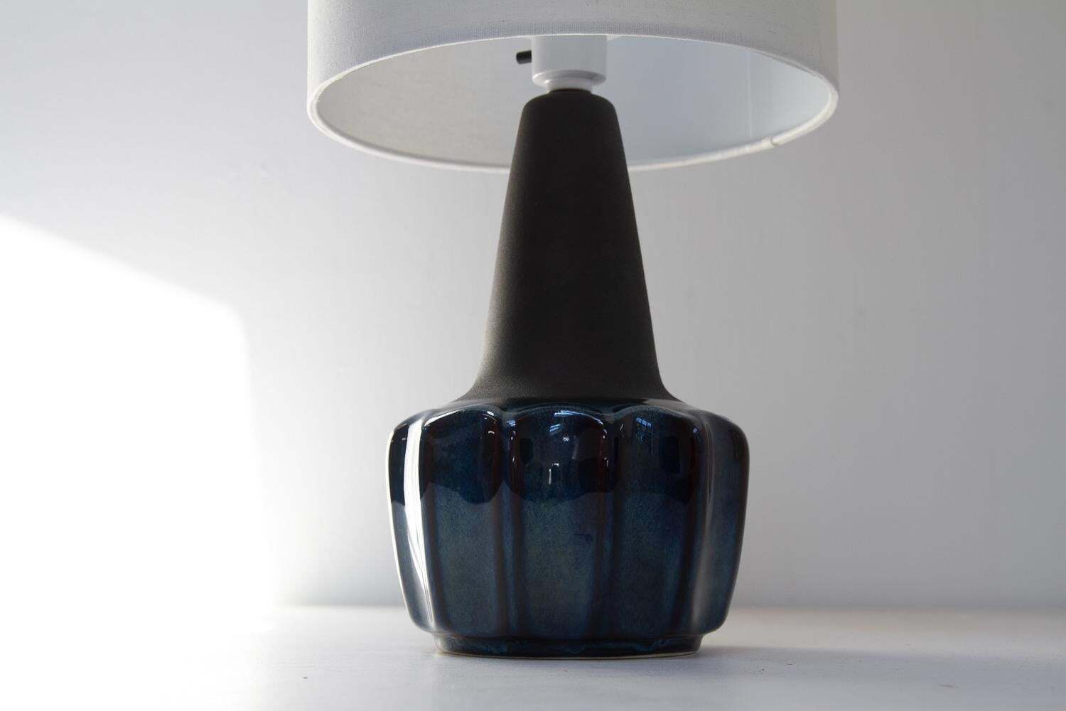 Danish Modern Blue Ceramic Table Lamp 1051 By Einar Johansen For Søholm, 1960s. photo 581.0