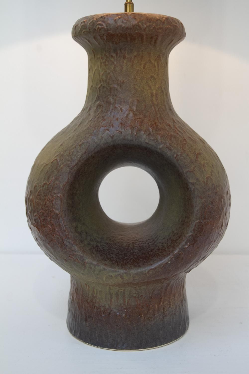 photo vintage Danish Mid Century Modern Circular Stoneware Floor Lamp, 1960s.
