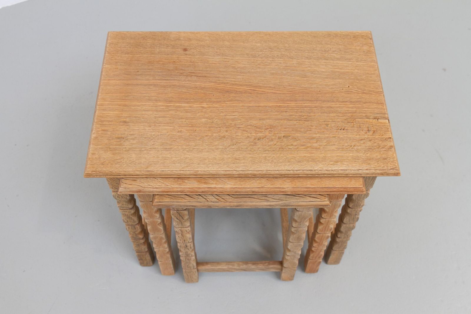 Danish Brutalist Oak Nesting Tables In Kjærnulf Style, 1970s. Set Of 3. photo for sale