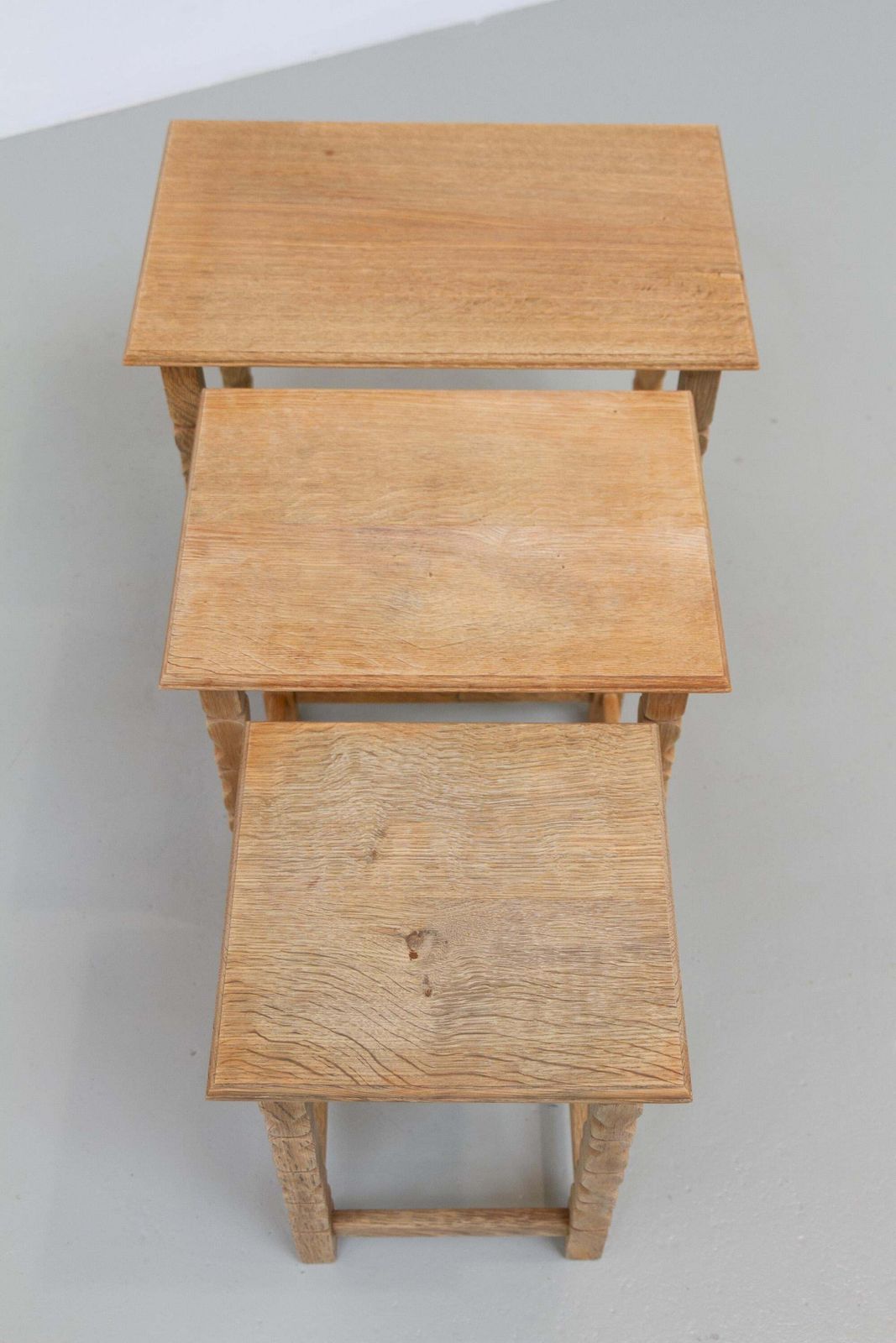 Danish Brutalist Oak Nesting Tables In Kjærnulf Style, 1970s. Set Of 3. photo Furniture
