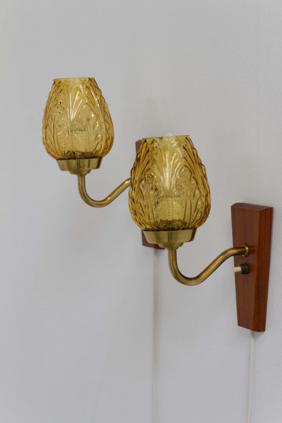 Danish Brass And Amber Glass Wall Sconces By Laoni, 1960s. Set Of 2. photo furniture