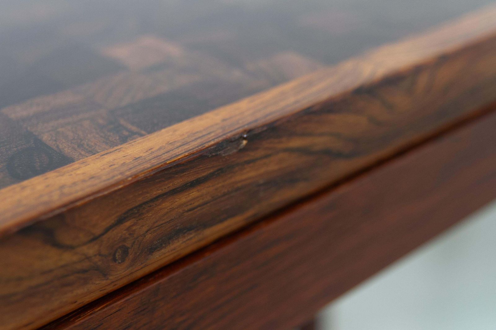 photo furniture Danish Modern Rosewood Mosaic Side Tables By Tranekær Denmark, 1960s. Set Of 2.