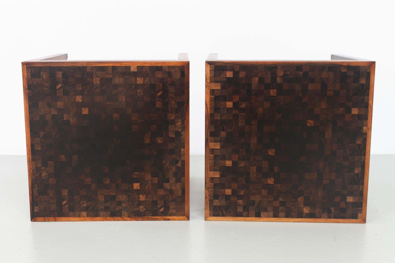 photo buy Danish Modern Rosewood Mosaic Side Tables By Tranekær Denmark, 1960s. Set Of 2.