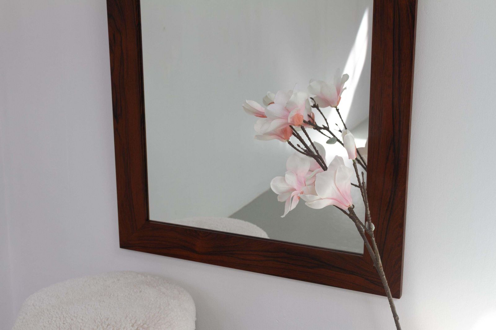 photo vintage Large Danish Mid Century Modern Rosewood Mirror, 1970s.