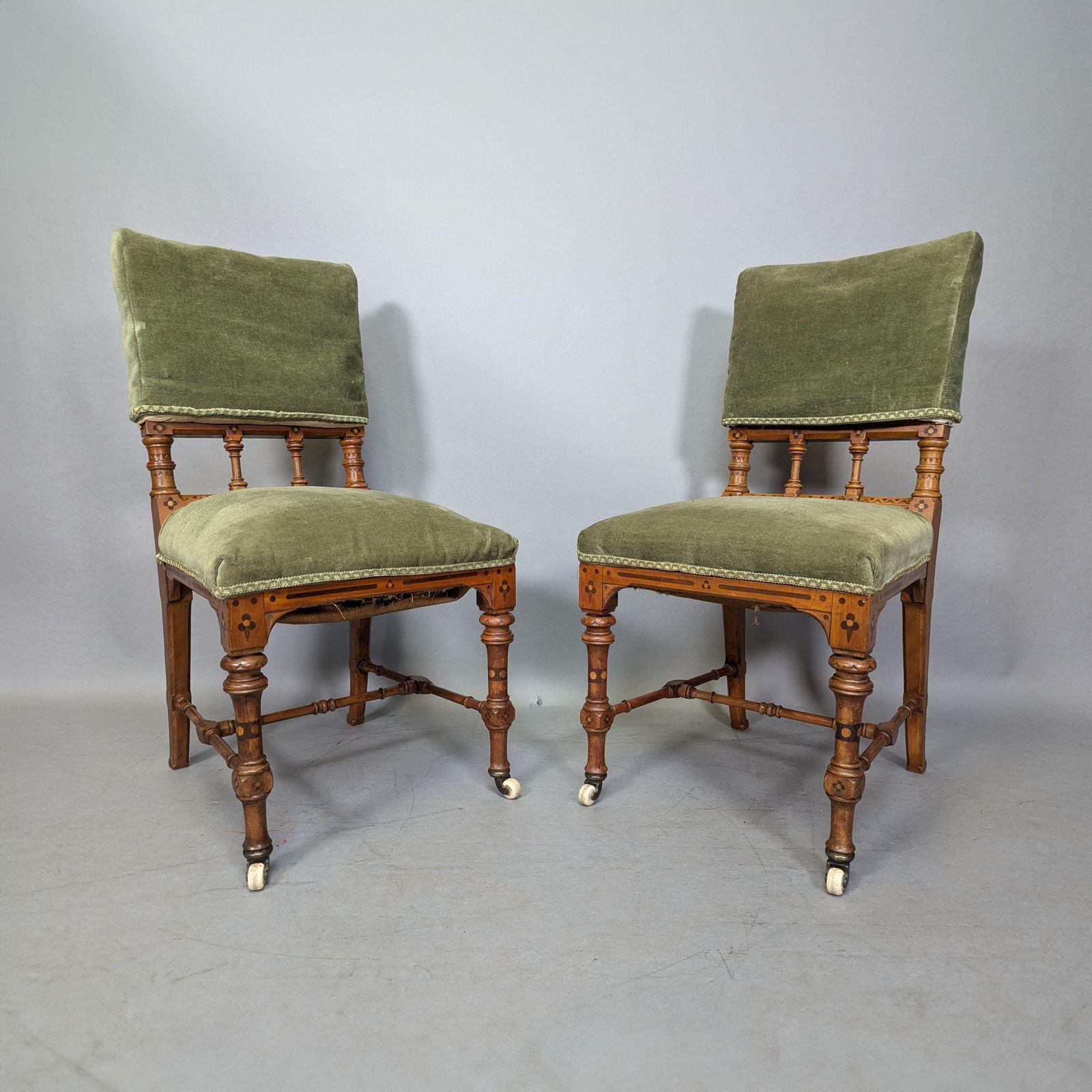 Charles Bevan Attributed. A Pair Of Gothic Revival Oak Desk Or Side Chairs photo for sale