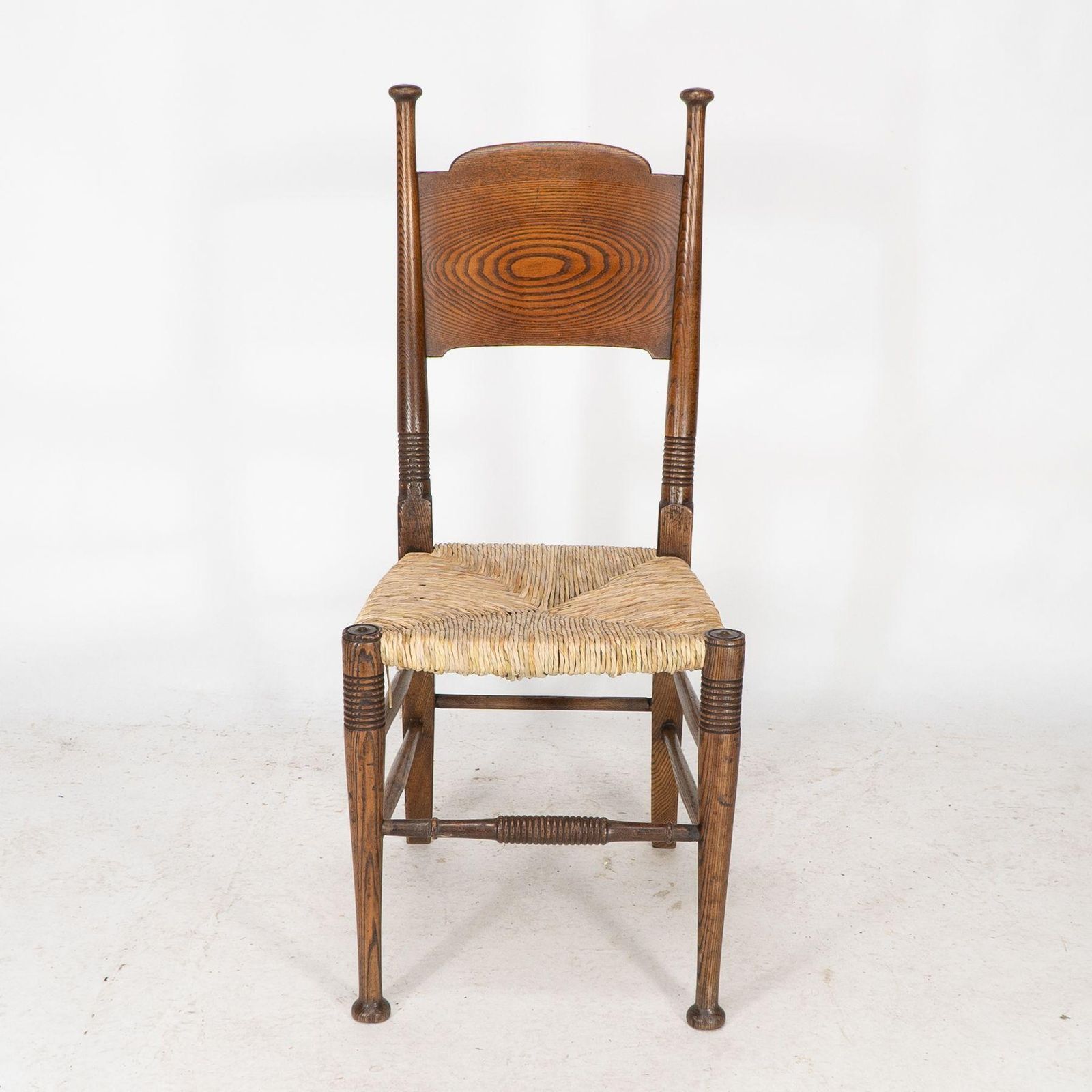 William Birch For Liberty & Co. A Pair Of Arts & Crafts Rush Seat Oak Chairs photo Furniture