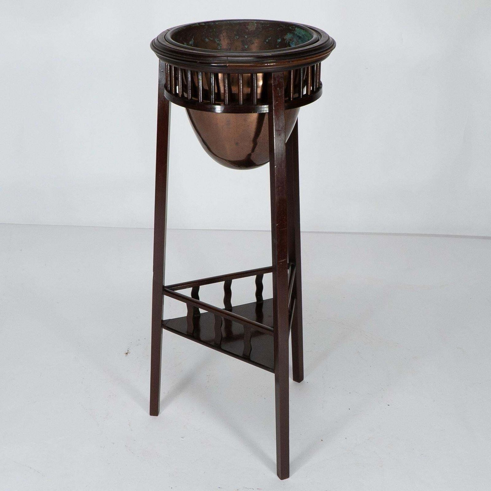 Shapland & Petter. A Rare Arts & Crafts Two Tier Walnut Three Leg Plant Stand photo Home Decor
