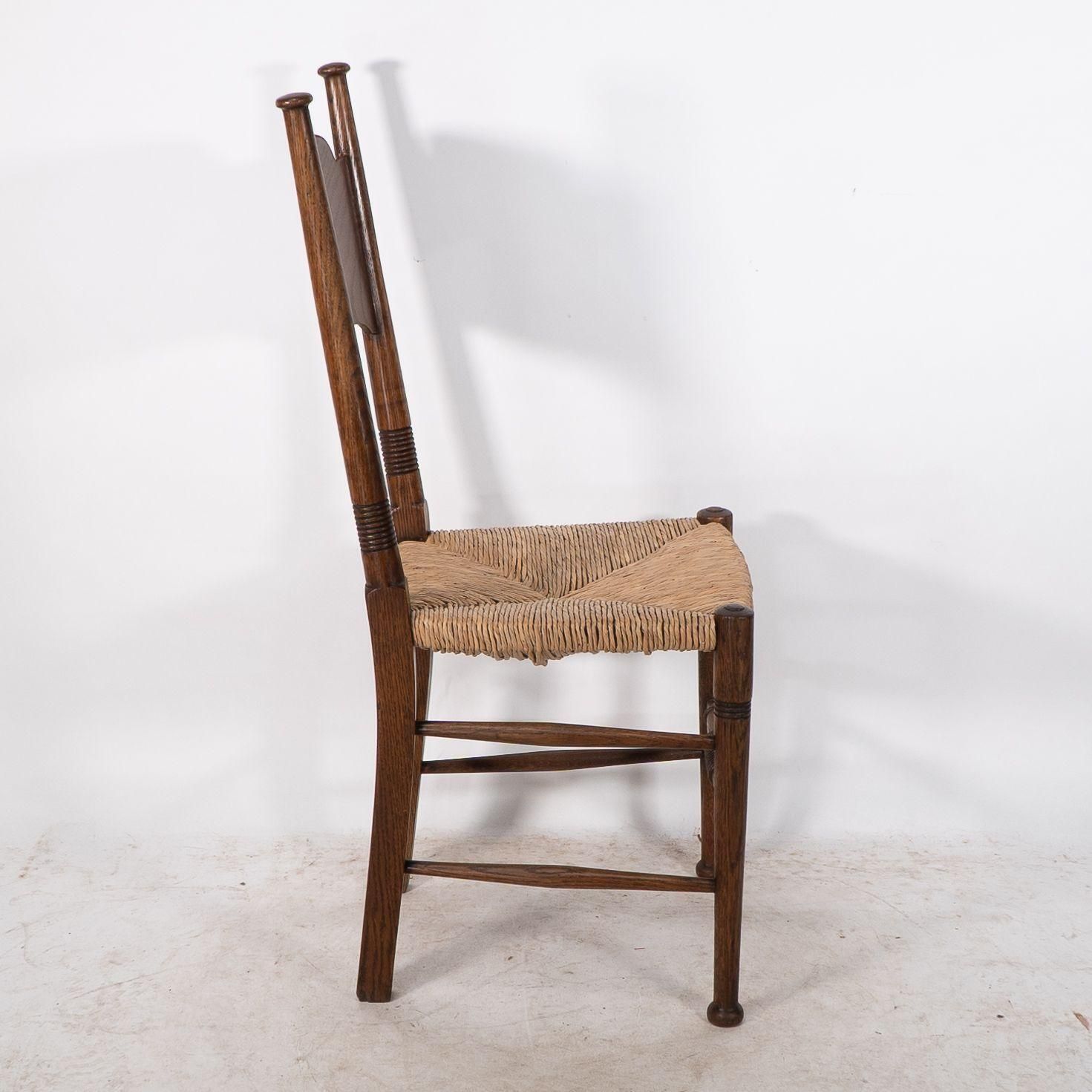 William Birch. Liberty & Co. A Arts And Crafts Rush Seat Oak Dining Chair photo 1432.0