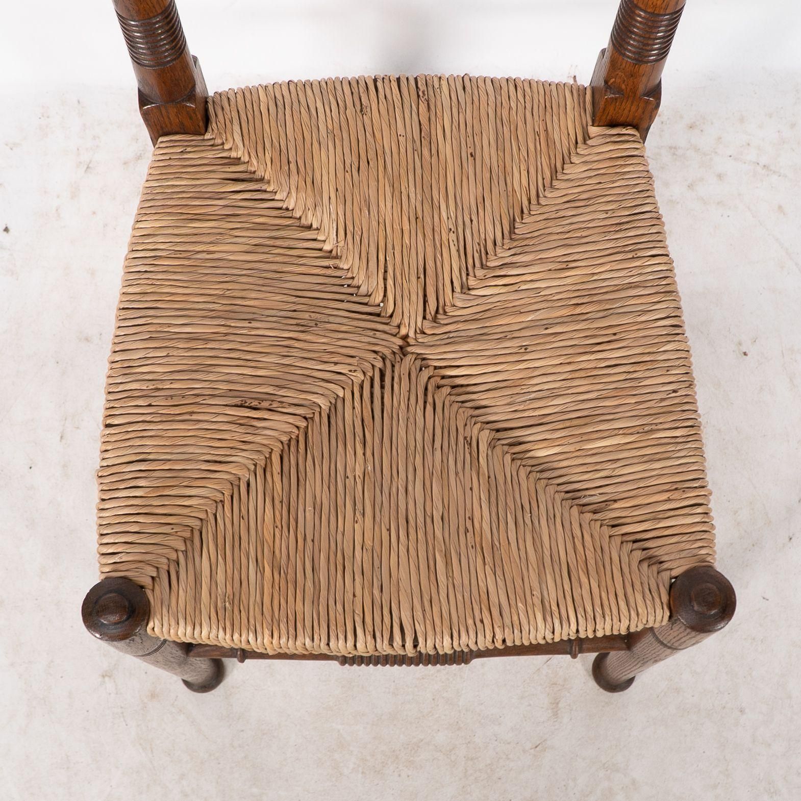 William Birch. Liberty & Co. A Arts And Crafts Rush Seat Oak Dining Chair photo vintage