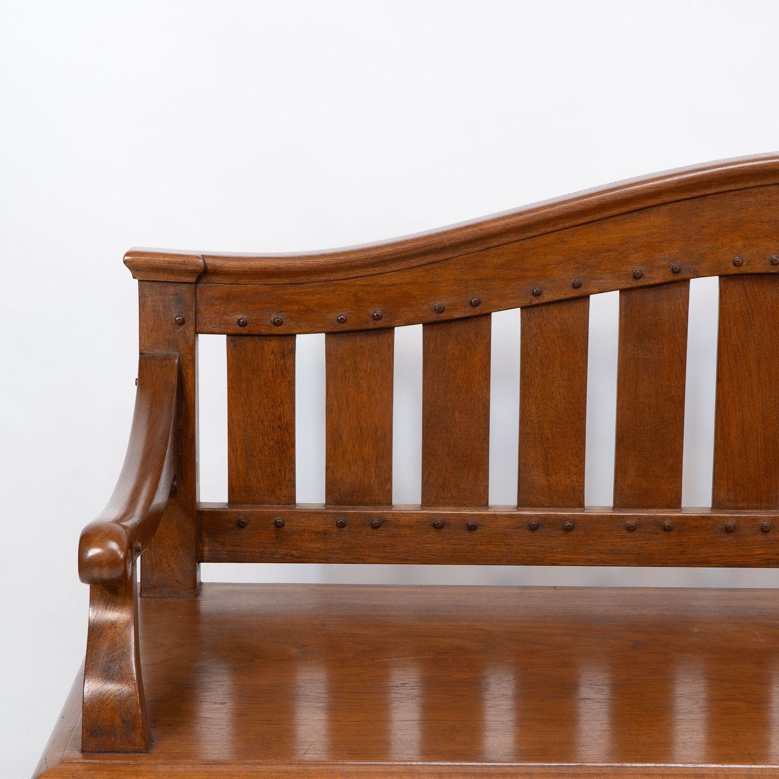 An Arts And Crafts Super Quality Teak Hall Bench In The Style Of Arthur Simpson photo for sale