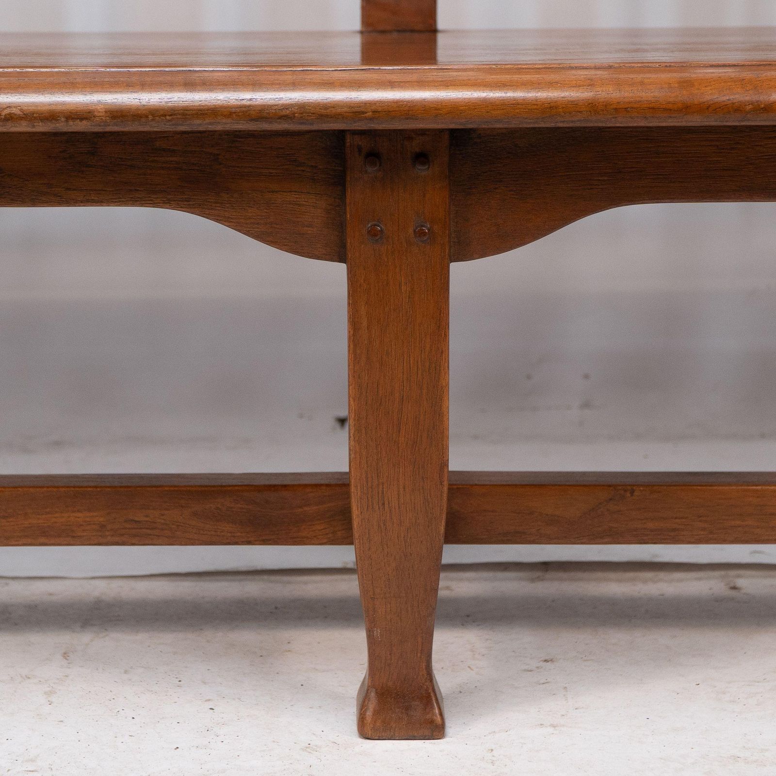 Furniture An Arts And Crafts Super Quality Teak Hall Bench In The Style Of Arthur Simpson photo